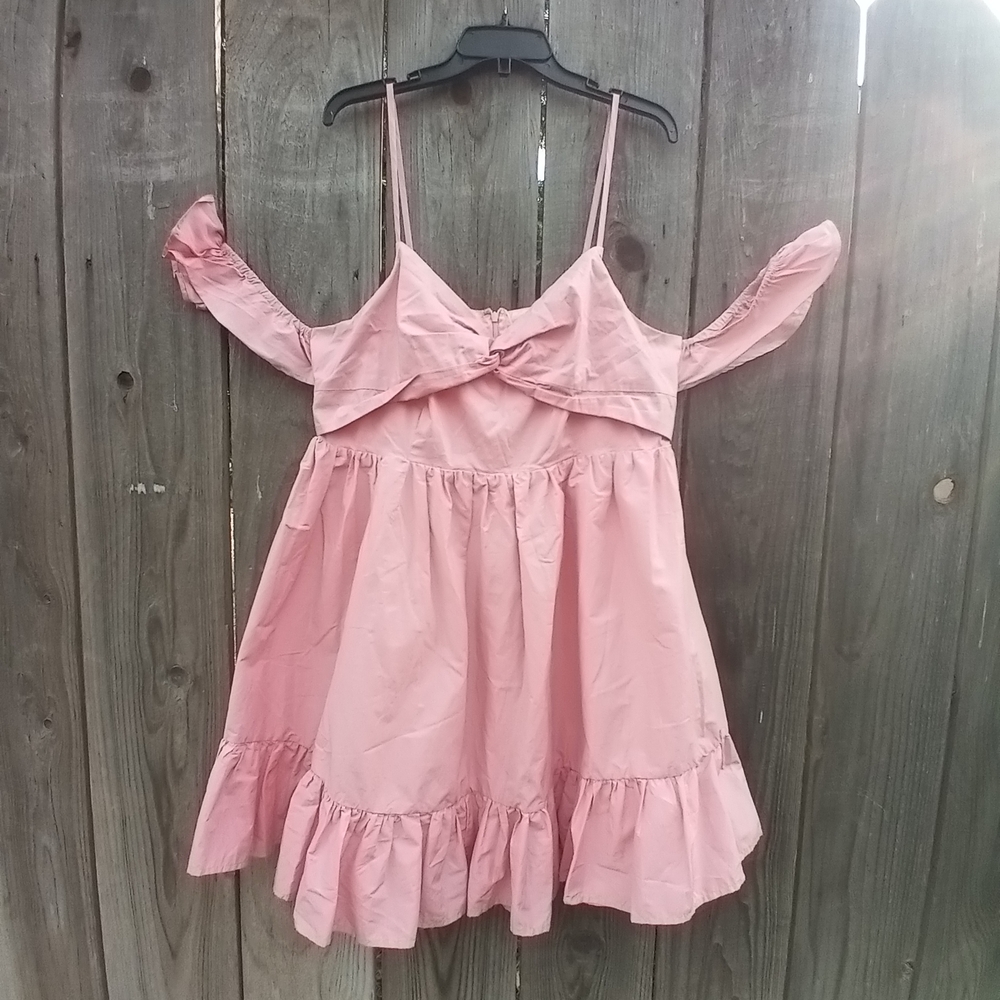 Club L Dolly Daze Blush Ruffle Sleeves Babydoll Maternity Mini Dress Size 12
